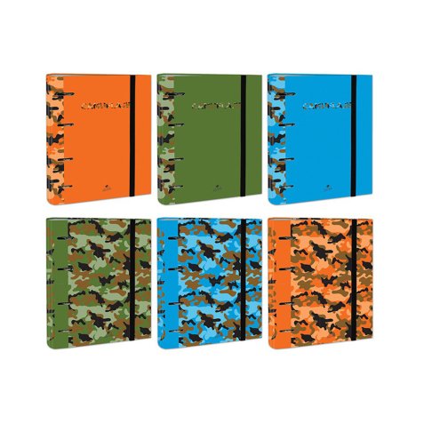 Carpeta de 4 anillas de 40 mm mixtas carton forrado folio colores surtidos camuflaje 6 diseños