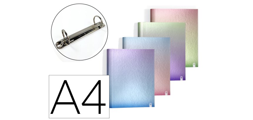 Carpeta 4 anillas de 25 mm carchivo din a4 carton forrado color metalizado gradient