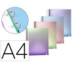 Carpeta 4 anillas de 40 mm carchivo din a4 carton forrado color metalizado gradient