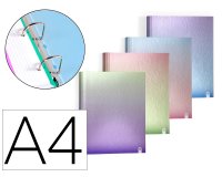 Carpeta 4 anillas de 40 mm carchivo din a4 carton forrado color metalizado gradient