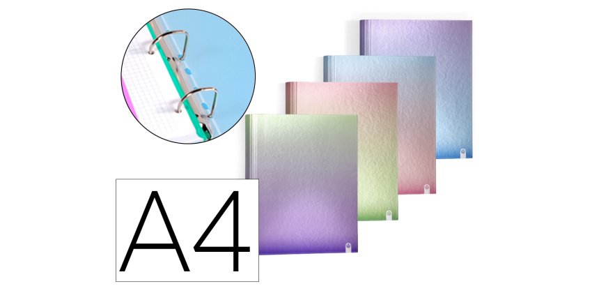 Carpeta 4 anillas de 40 mm carchivo din a4 carton forrado color metalizado gradient