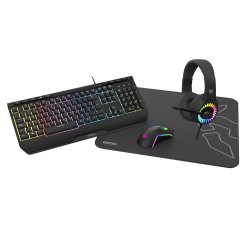 Pack Gaming KROM kenya 4 en1 rgb Auriculares + teclado + raton + alfombrilla