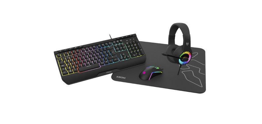 Pack Gaming KROM kenya 4 en1 rgb Auriculares + teclado + raton + alfombrilla
