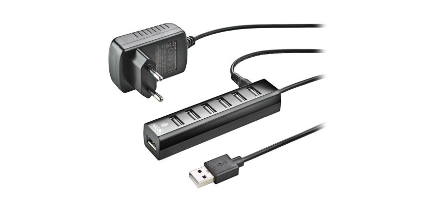 Hub ngs tiny 7 puertos con adaptador corriente usb 2.0