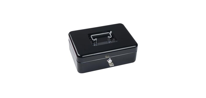 Caja de caudales sax con cerradura 250x180x90 mm con portamonedas
