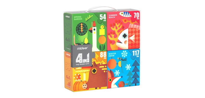 Puzle mideer 4 en 1 estaciones 54/70/88/117 piezas