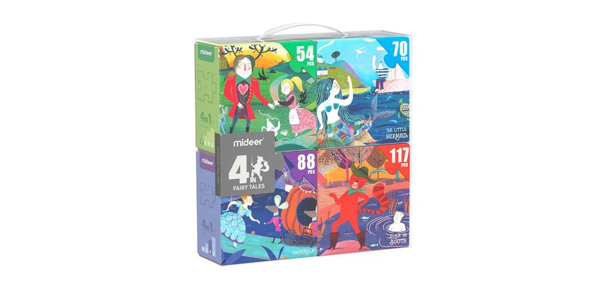 Puzle mideer 4 en 1 cuento de hadas 54/70/88/117 piezas