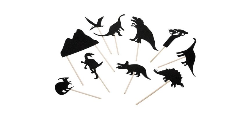Juego mideer titeres de sombras dinosaurios