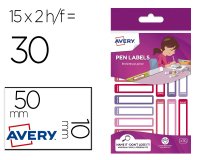 Etiqueta avery para boligrafos y lapices rosa y violeta 50x10 mm blister de 30 unidades