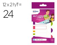 Etiqueta avery plastificable colores fluorescentes blister de 24 unidades