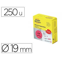 Etiqueta adhesiva avery smile rojo triste 19 mm rollo de 250 unidades