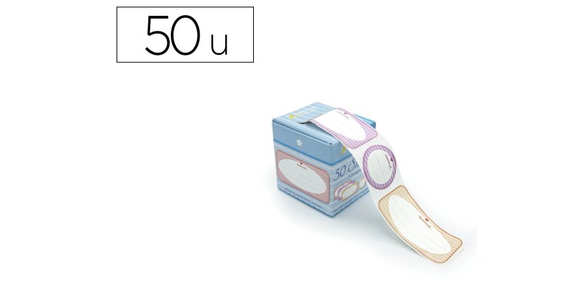 Etiqueta adhesiva avery removible para botes regalos y decoraciones 6 modelos 2 medidas rollo de 50 unidades