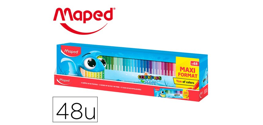 Rotulador maped color peps ocean caja de 48 unidades colores surtidos