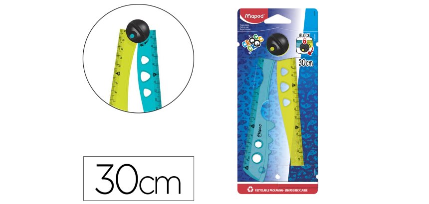 Regla maped plastico plegable croc croc blister de 1 unidad 15 cm + 1 unidad 30 cm