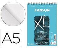 Bloc dibujo acuarela canson xl aquarelle grano fino din a5 microperforado espiral 14,8x21 cm 20 hojas 300 gr/m2