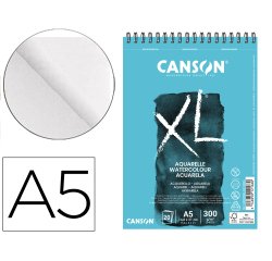 Bloc dibujo acuarela canson xl aquarelle grano fino din a5 microperforado espiral 14,8x21 cm 20 hojas 300 gr/m2