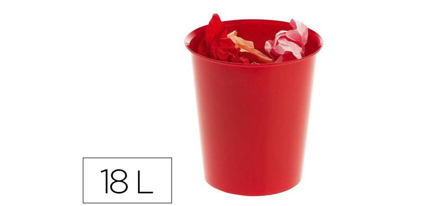 Papelera plastico archivo 2000 ecogreen 100% reciclada 18 litros color rojo 290x310