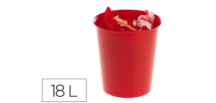 Papelera plastico archivo 2000 ecogreen 100% reciclada 18 litros color rojo 290x310