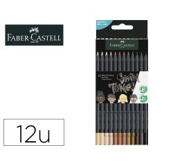 Lapices de colores faber castell black edition tonos de piel caja de 12 unidades colores surtidos