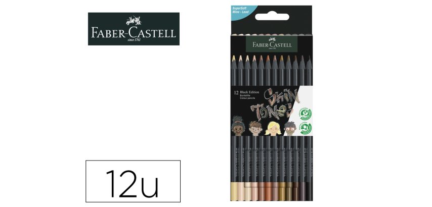 Lapices de colores faber castell black edition tonos de piel caja de 12 unidades colores surtidos