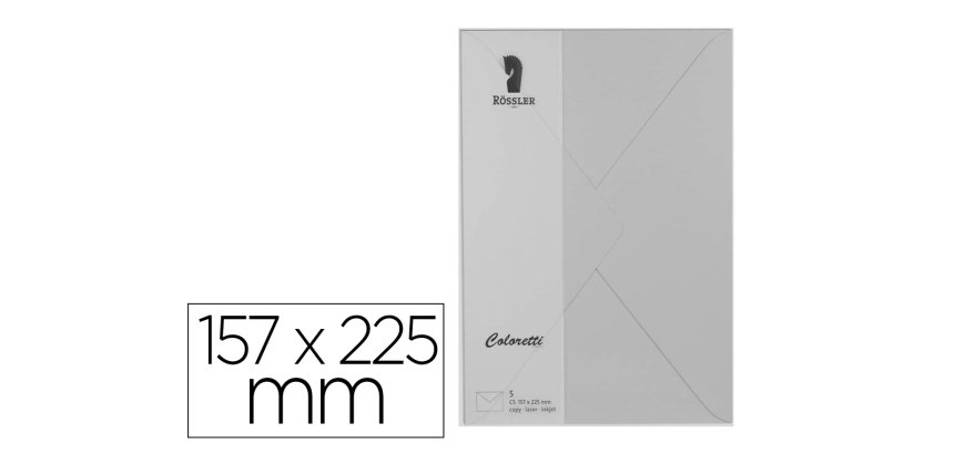 Sobre rossler coloretti c5 color gris claro 157x225 mm pack de 5 unidades