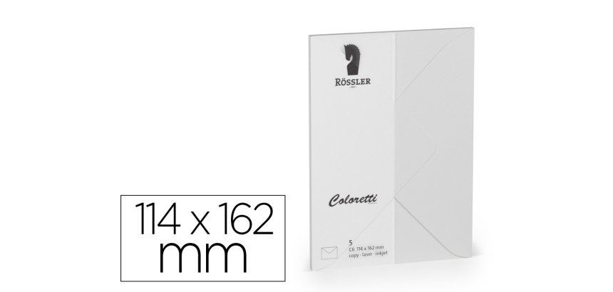 Sobre rossler coloretti c6 ministro color gris claro 114x162 mm pack de 5 unidades
