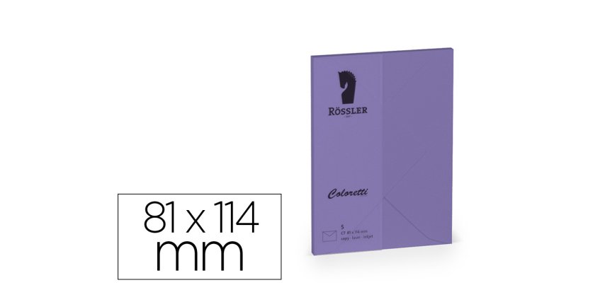 Sobre rossler coloretti c7 color lila 81x114 mm pack de 5 unidades