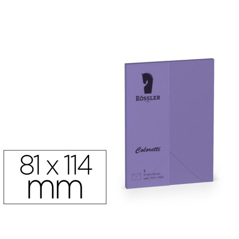 Sobre rossler coloretti c7 color lila 81x114 mm pack de 5 unidades