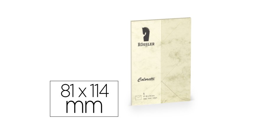 Sobre rossler coloretti c7 color marmol crema 81x114 mm pack de 5 unidades