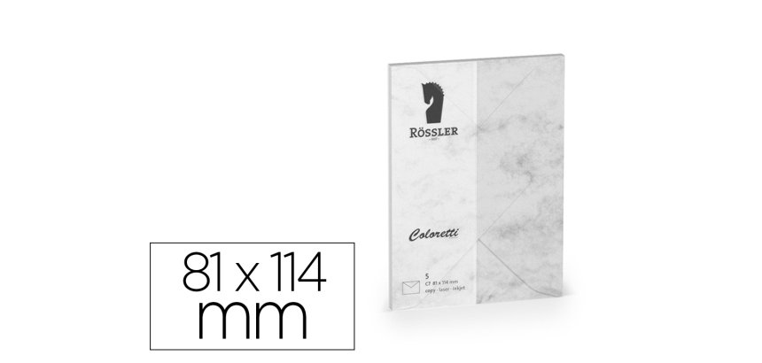 Sobre rossler coloretti c7 color marmol gris 81x114 mm pack de 5 unidades