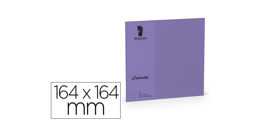 Sobre rossler coloretti cuadrado grande color lila 164x164xmm pack de 5 unidades