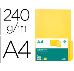 Subcarpeta cartulina liderpapel din a4 pestaña derecha 240g/m2 color amarillo