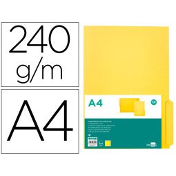 Subcarpeta cartulina liderpapel a4 pestaña inferior 240g/m2 color amarillo