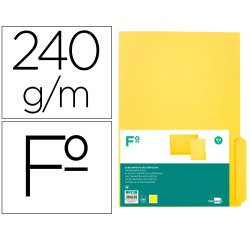 Subcarpeta cartulina liderpapel folio pestaña derecha 240g/m2 amarillo