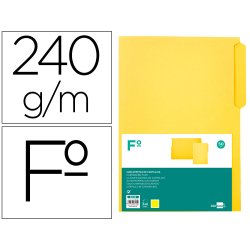 Subcarpeta cartulina liderpapel folio pestaña izquierda 240g/m2 amarillo