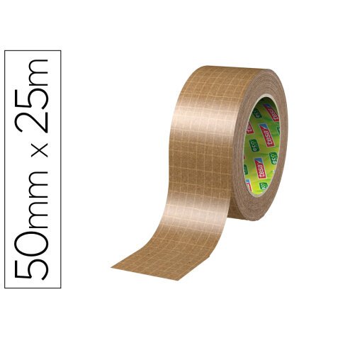 Cinta adhesiva tesa eco papel ultrafuerte color kraft 25 mt x 50 mm para embalaje