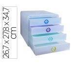 Fichero cajones sobremesa exacompta pop box translucido 4 cajones multicolor