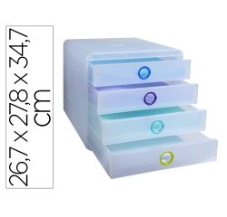 Fichero cajones sobremesa exacompta pop box translucido 4 cajones multicolor