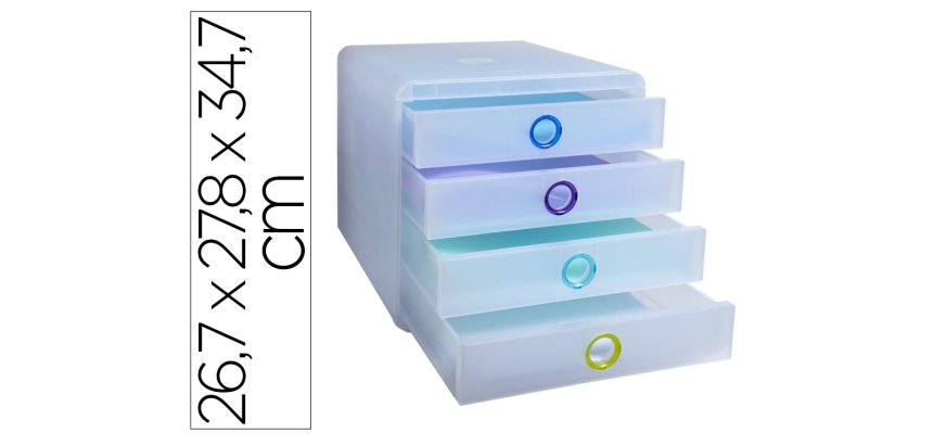 Fichero cajones sobremesa exacompta pop box translucido 4 cajones multicolor