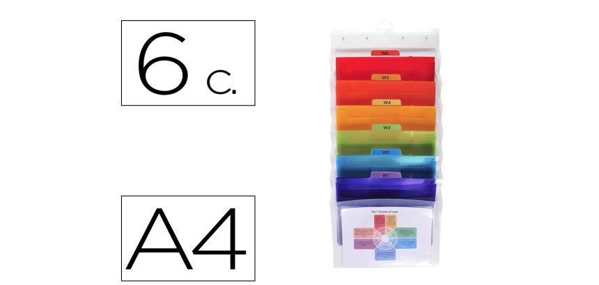 Clasificador de pared exacompta polipropileno cristal 6 compartimentos