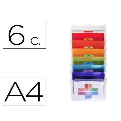 Clasificador de pared exacompta polipropileno cristal 6 compartimentos