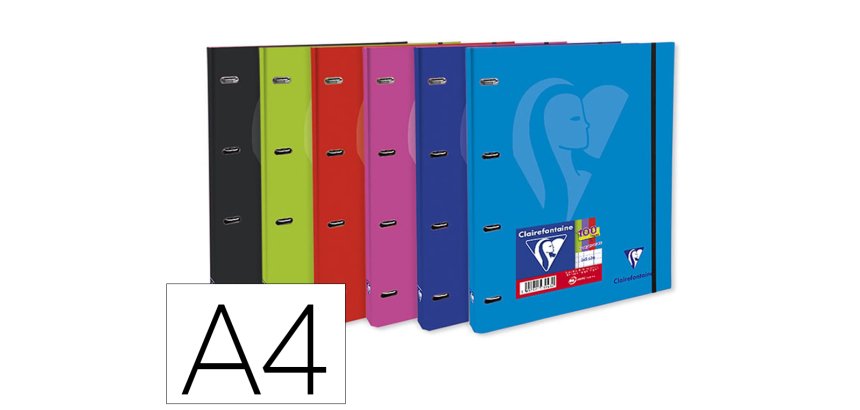 Carpeta clairefontaine mimesys 4 anillas 20 mm carton forrado din a4 con recambio colores surtidos