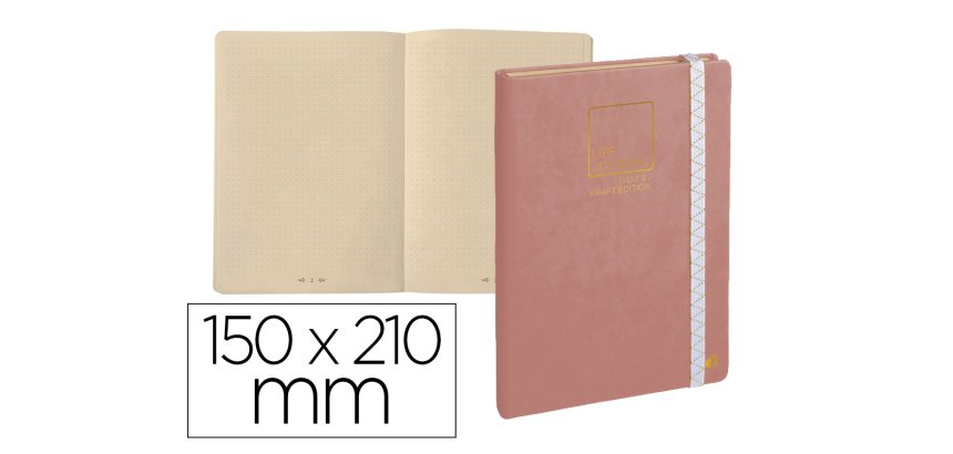 Libreta quo vadis life journal dots metodo bullet 15x21 cm 215 hojas 90 gr tapa kraft