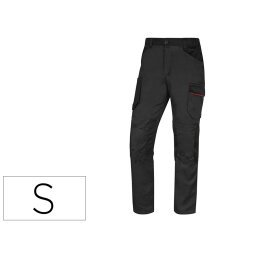 Pantalon de trabajo deltaplus con cintura elastica 7 bolsillos color gris-rojo talla s