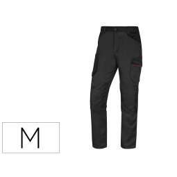 Pantalon de trabajo deltaplus con cintura elastica 7 bolsillos color gris-rojo talla m