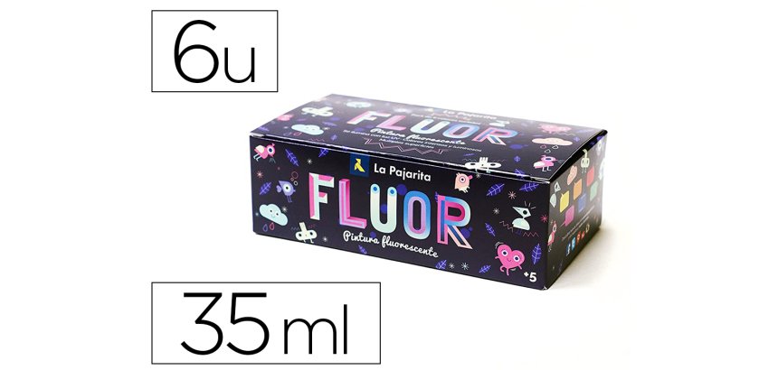 Pintura acrilica la pajarita fluorescente 35 ml caja de 6 unidades colores surtidos