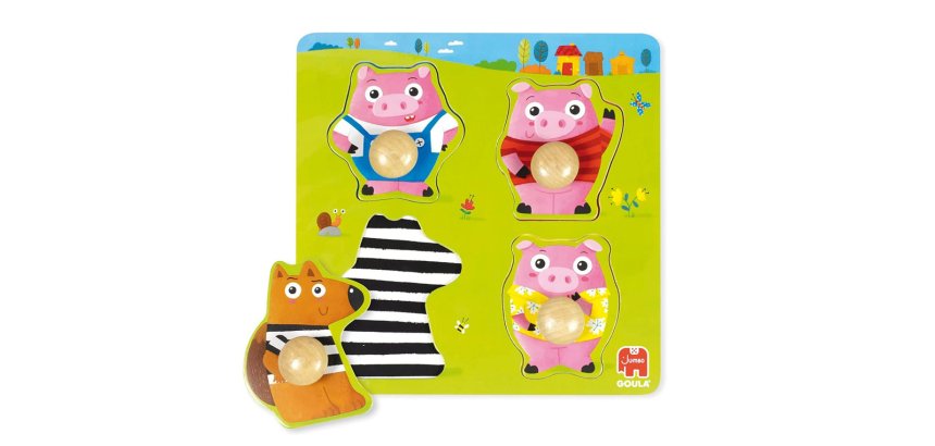 Puzle goula madera 4 piezas los 3 cerditos