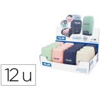 Sacapuntas milan compact serie 1918 plastico 2 usos con goma de borrar expositor de 16 unidades colores