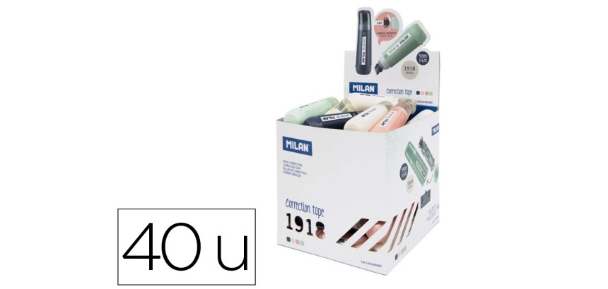 Corrector milan cinta 5 mm x 6 m cilindrico serie 1918 expositor de 40 unidades