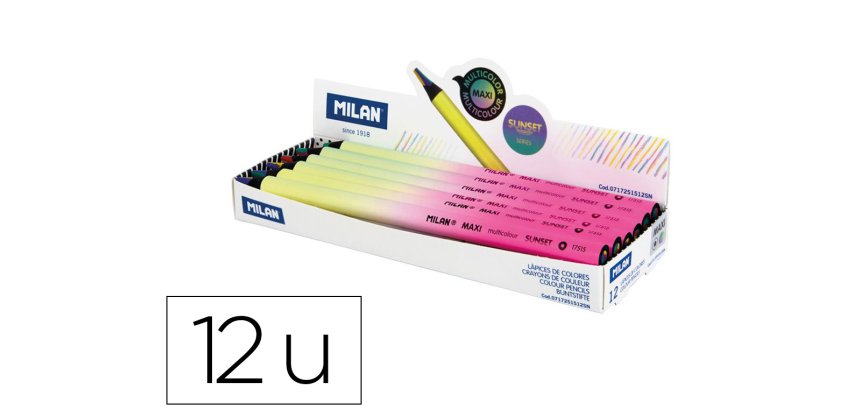 Lapices de colores milan serie sunset redondo multicolor caja de 12 unidades